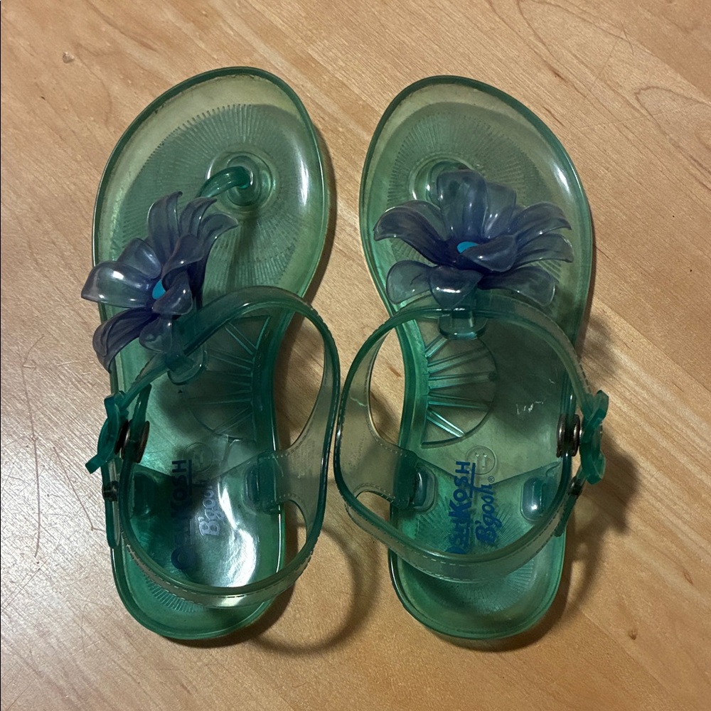 OshKosh B'gosh Green Kids Sandals with Blue Flower